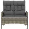 havebænk med lænefunktion og hynder 107 cm polyrattan grå