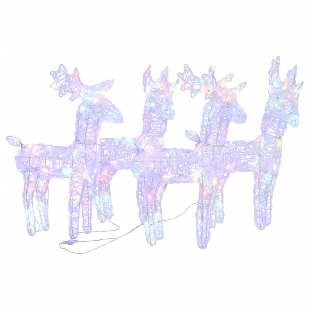 julerensdyr 4 stk. 160 LED'er akryl flerfarvet lys