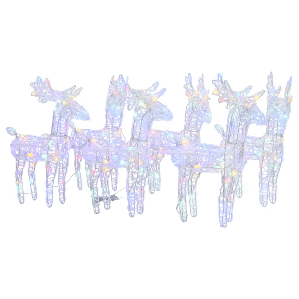 julerensdyr 6 stk. 240 LED'er akryl flerfarvet lys