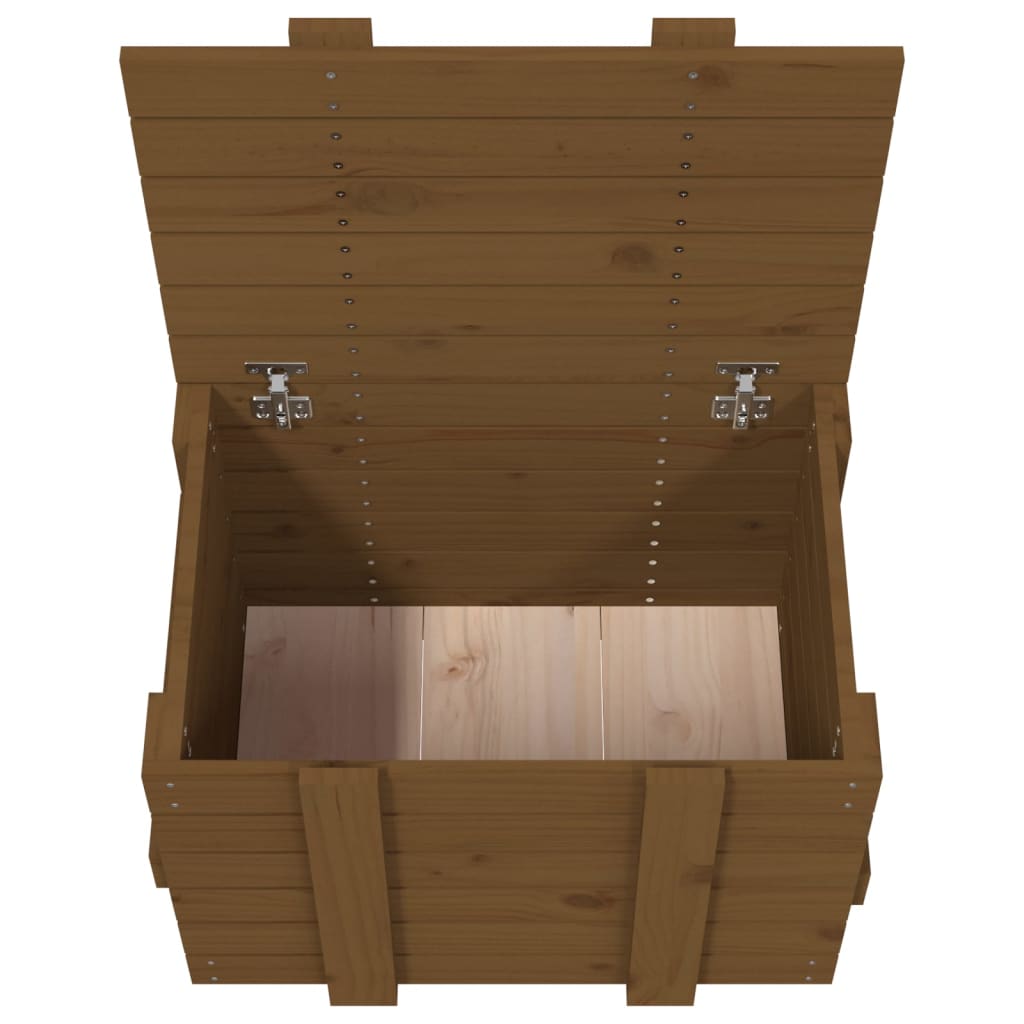 opbevaringskasse 58x40,5x42 cm massivt fyrretræ gyldenbrun