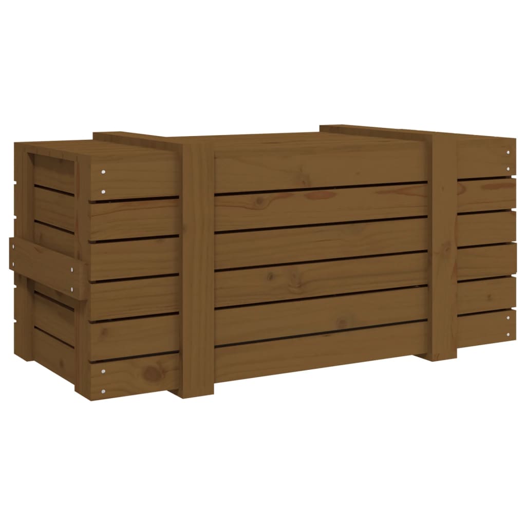 opbevaringskasse 91x40,5x42 cm massivt fyrretræ gyldenbrun