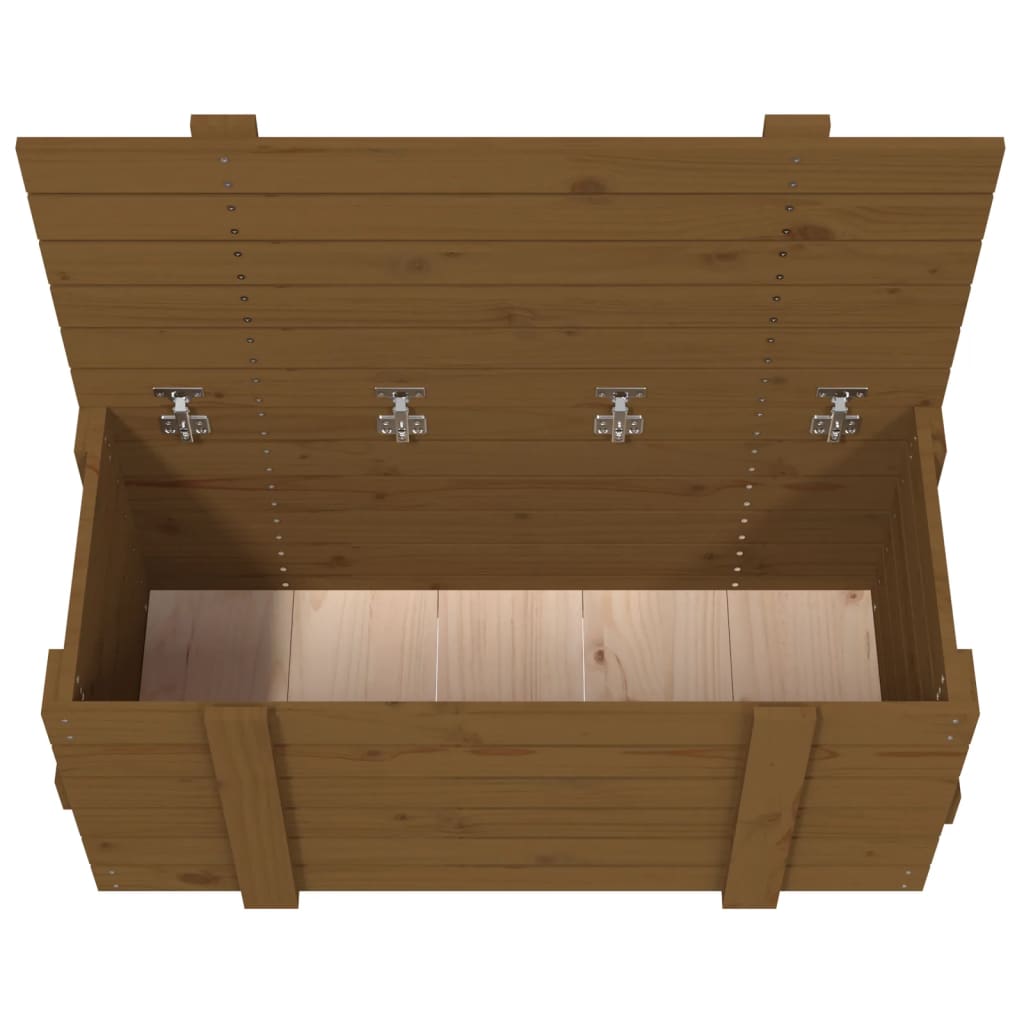 opbevaringskasse 91x40,5x42 cm massivt fyrretræ gyldenbrun