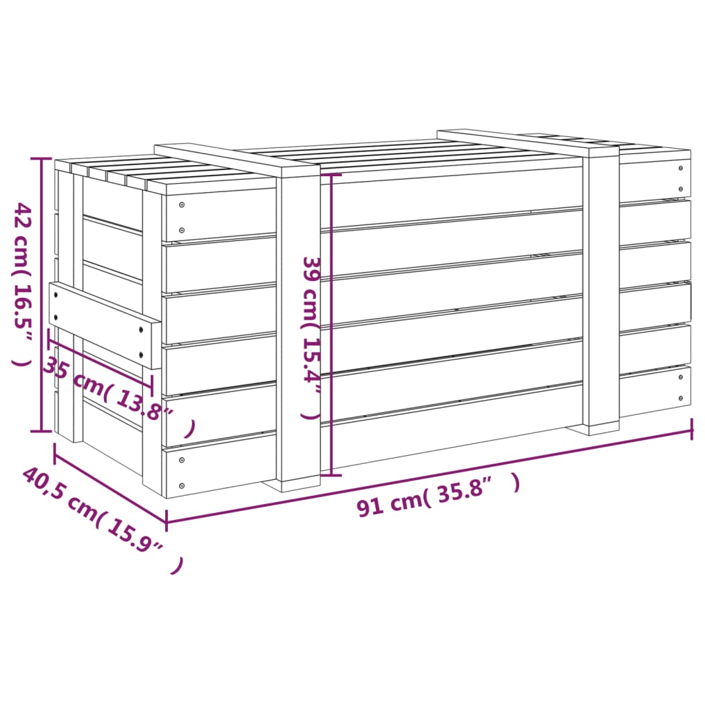 opbevaringskasse 91x40,5x42 cm massivt fyrretræ gyldenbrun