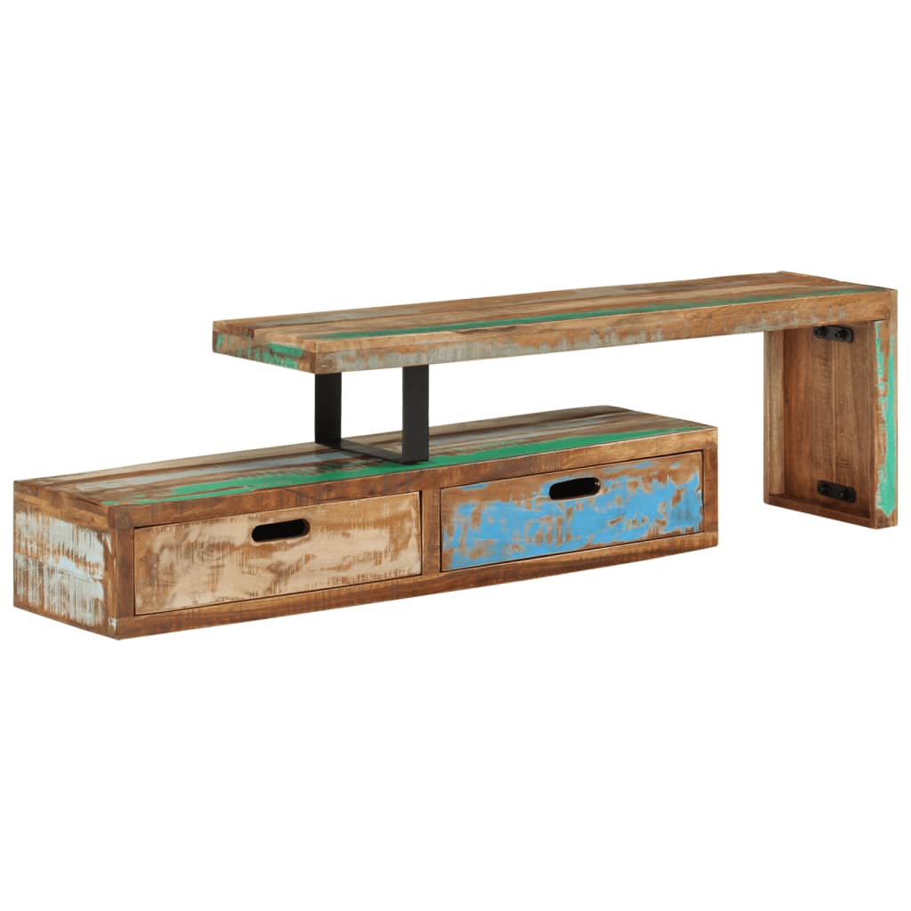 TV-bord (118-200) x 30 x 40 cm massivt genbrugstræ