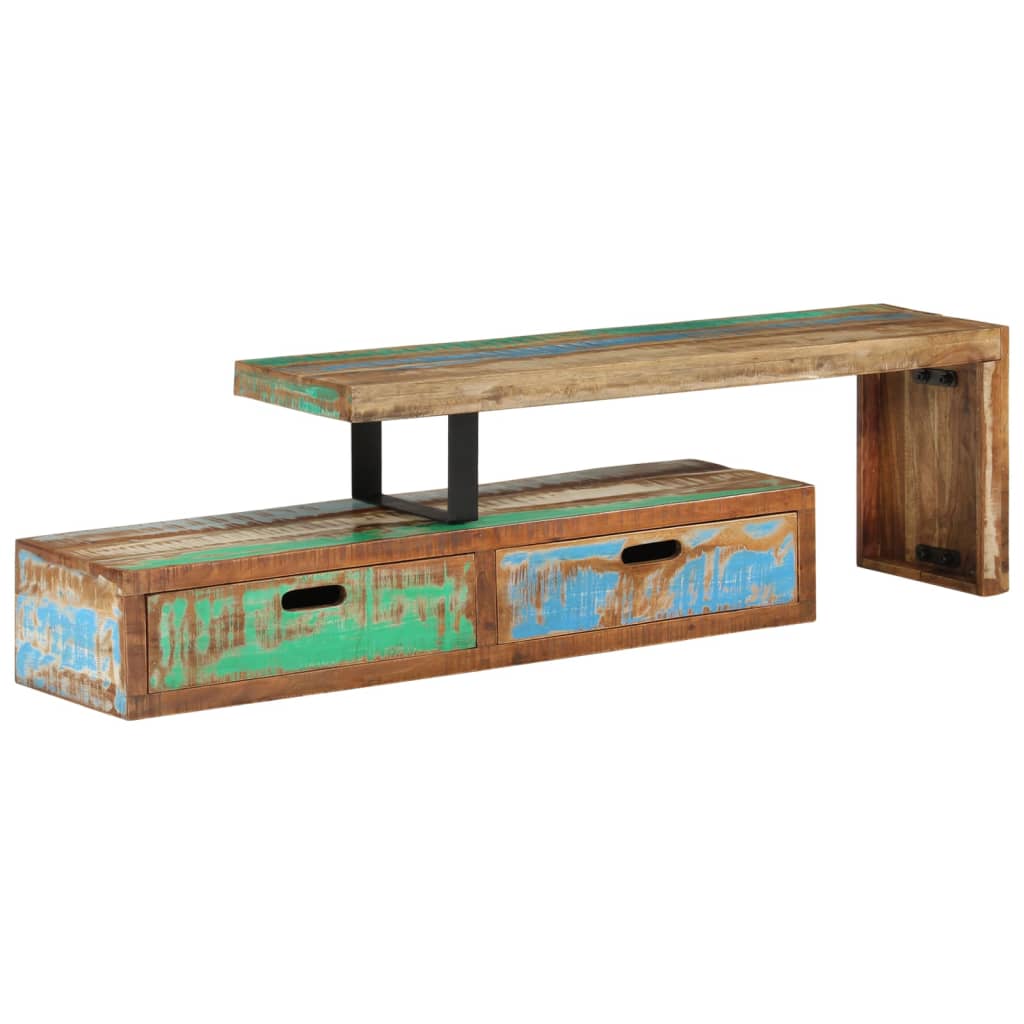 TV-bord (118-200) x 30 x 40 cm massivt genbrugstræ