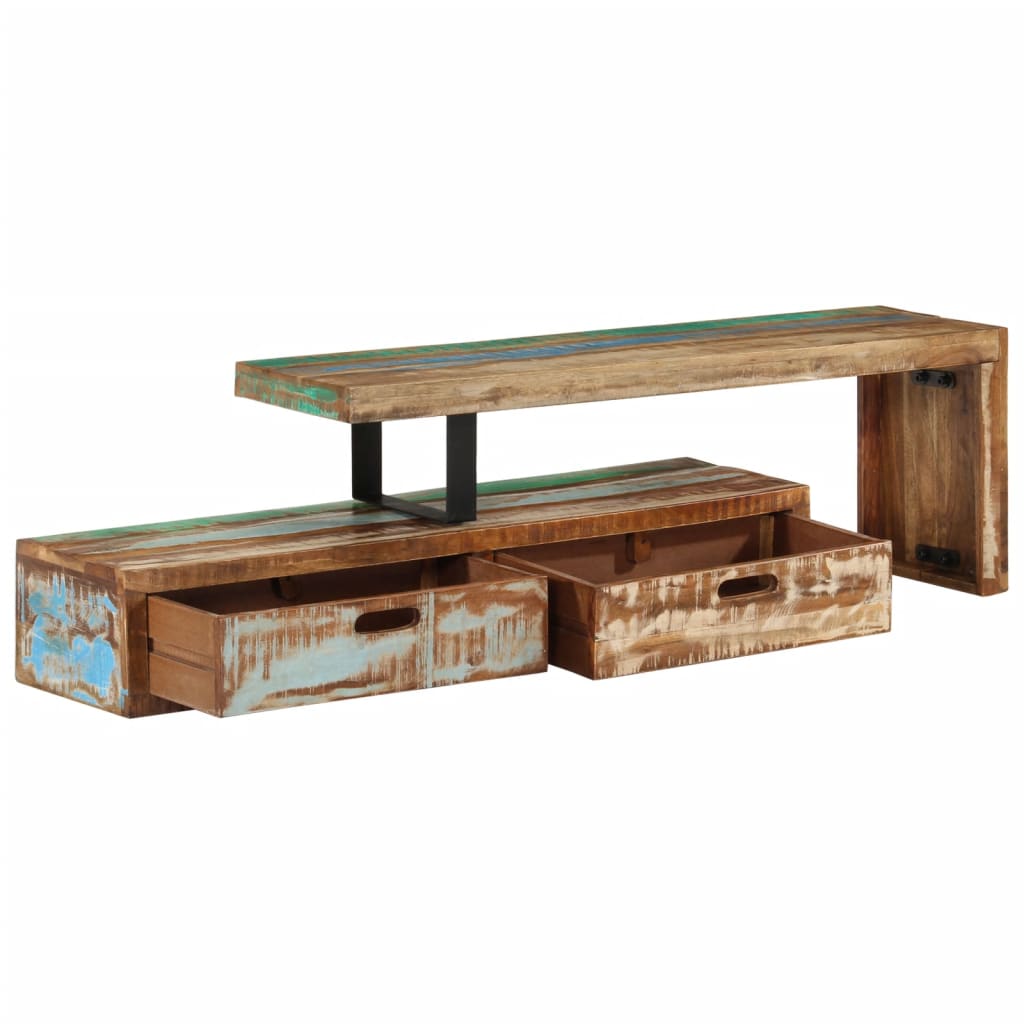 TV-bord (118-200) x 30 x 40 cm massivt genbrugstræ