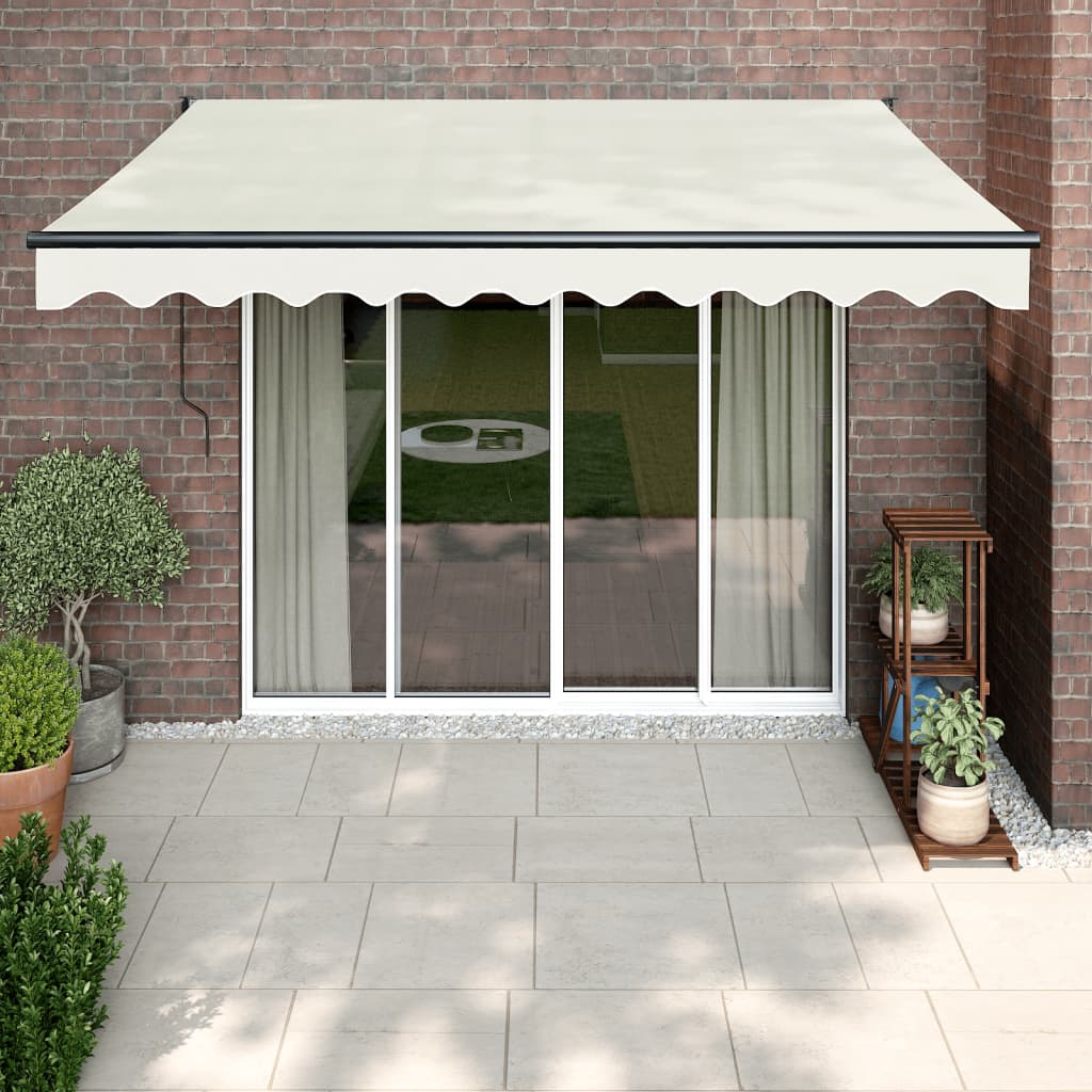 foldemarkise manuel betjening 3,5x2,5 m stof aluminium creme