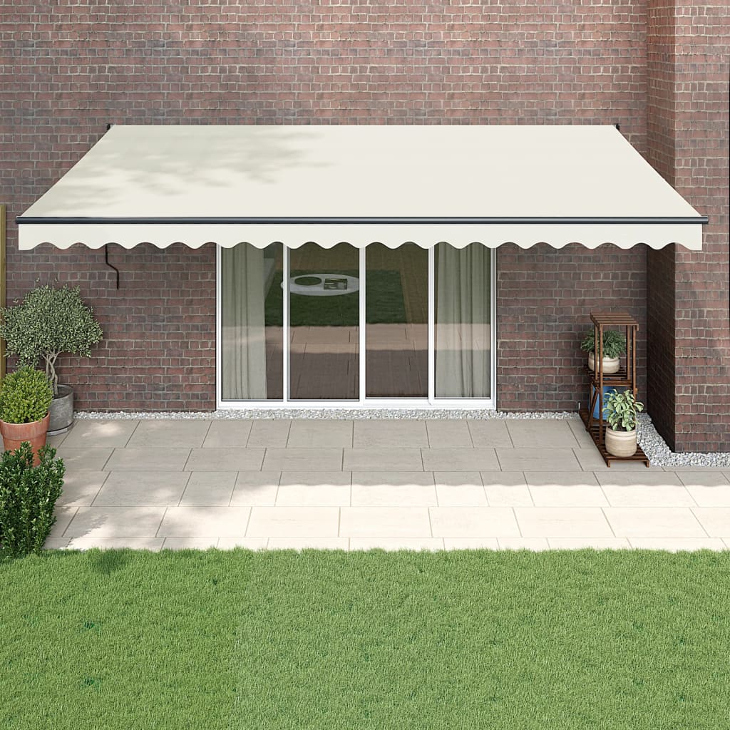 foldemarkise manuel betjening 5x3 m stof aluminium creme