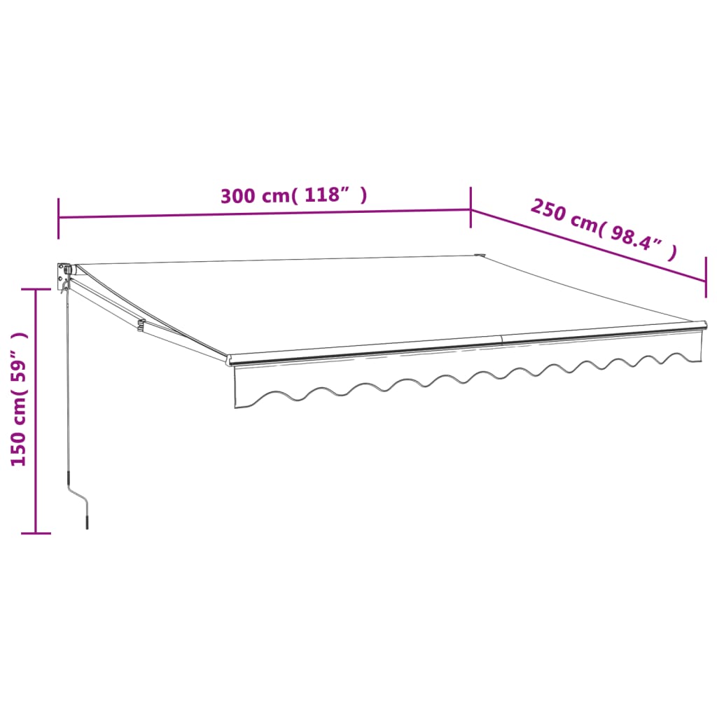 foldemarkise 3x2,5 m automatisk betjening cremefarvet
