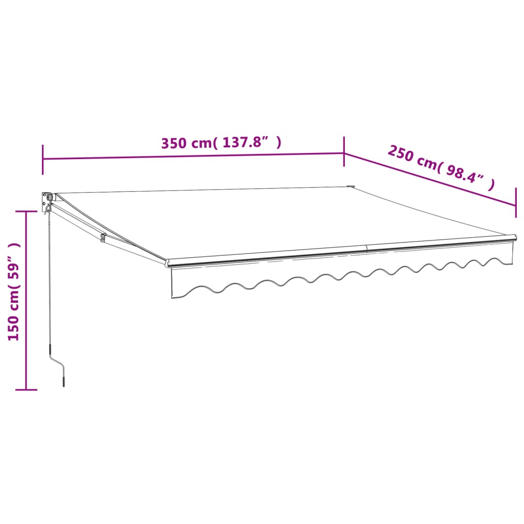 foldemarkise 3,5x2,5 m automatisk betjening cremefarvet