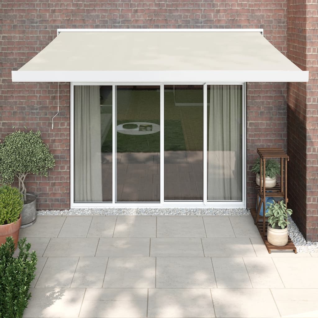 foldemarkise manuel betjening 3,5x2,5 m stof aluminium creme