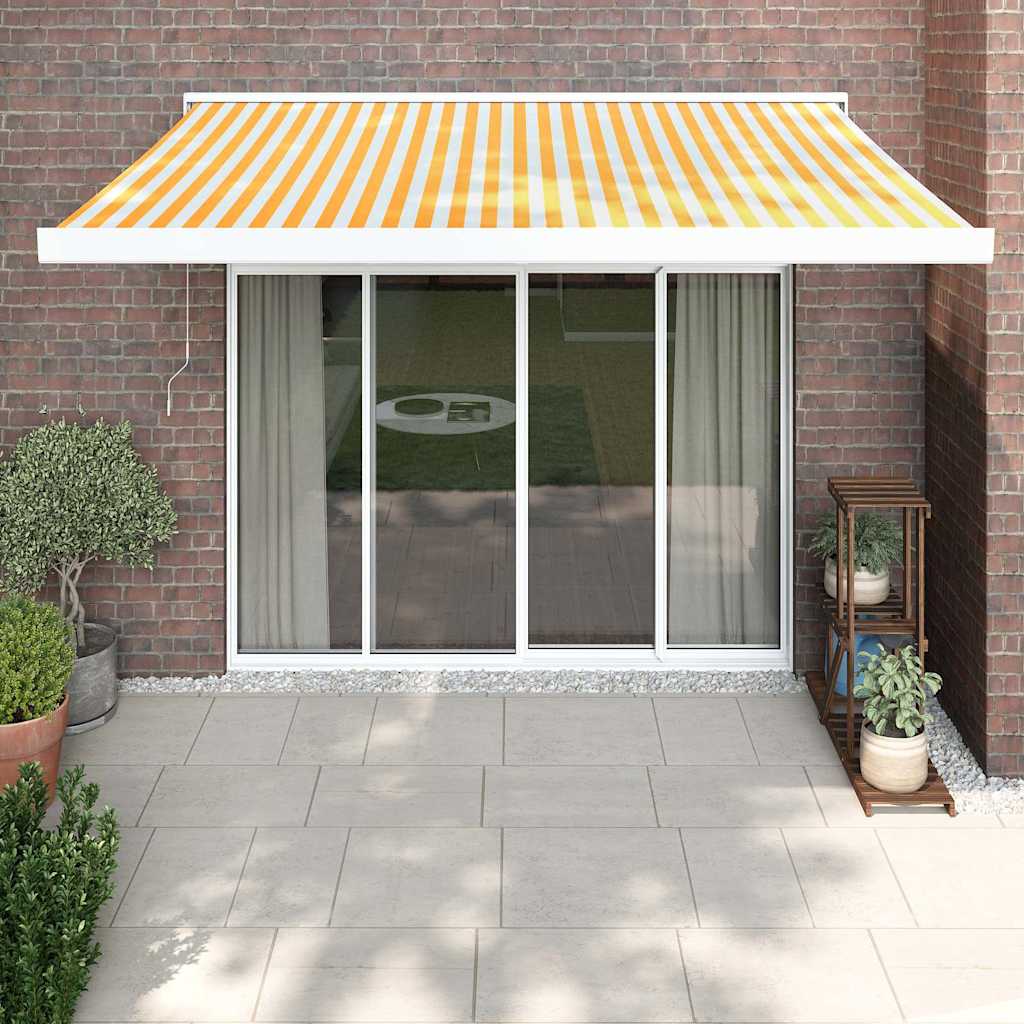 foldemarkise manuel betjening 3x2,5 m stof aluminium gul hvid