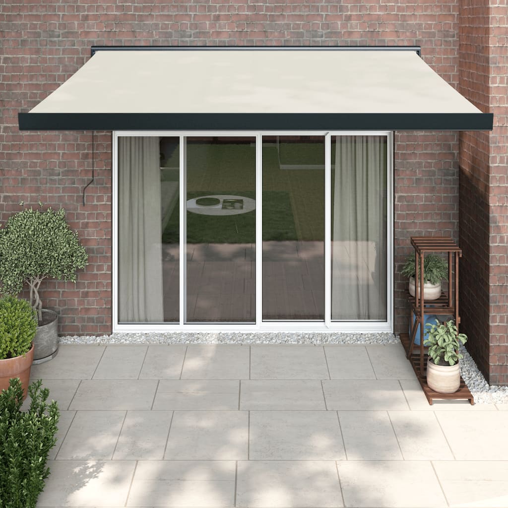 foldemarkise manuel betjening 3x2,5 m stof aluminium creme