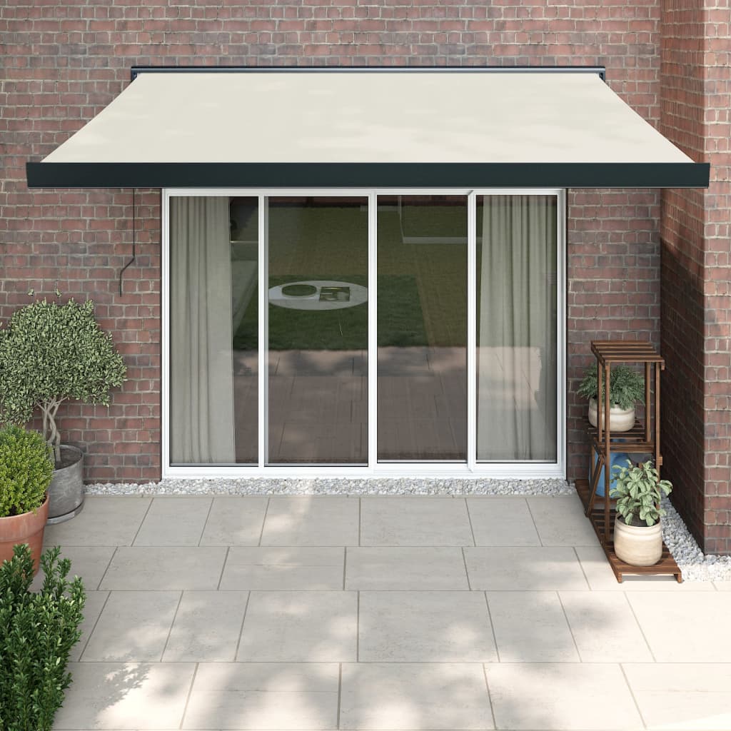 foldemarkise manuel betjening 3,5x2,5 m stof aluminium creme