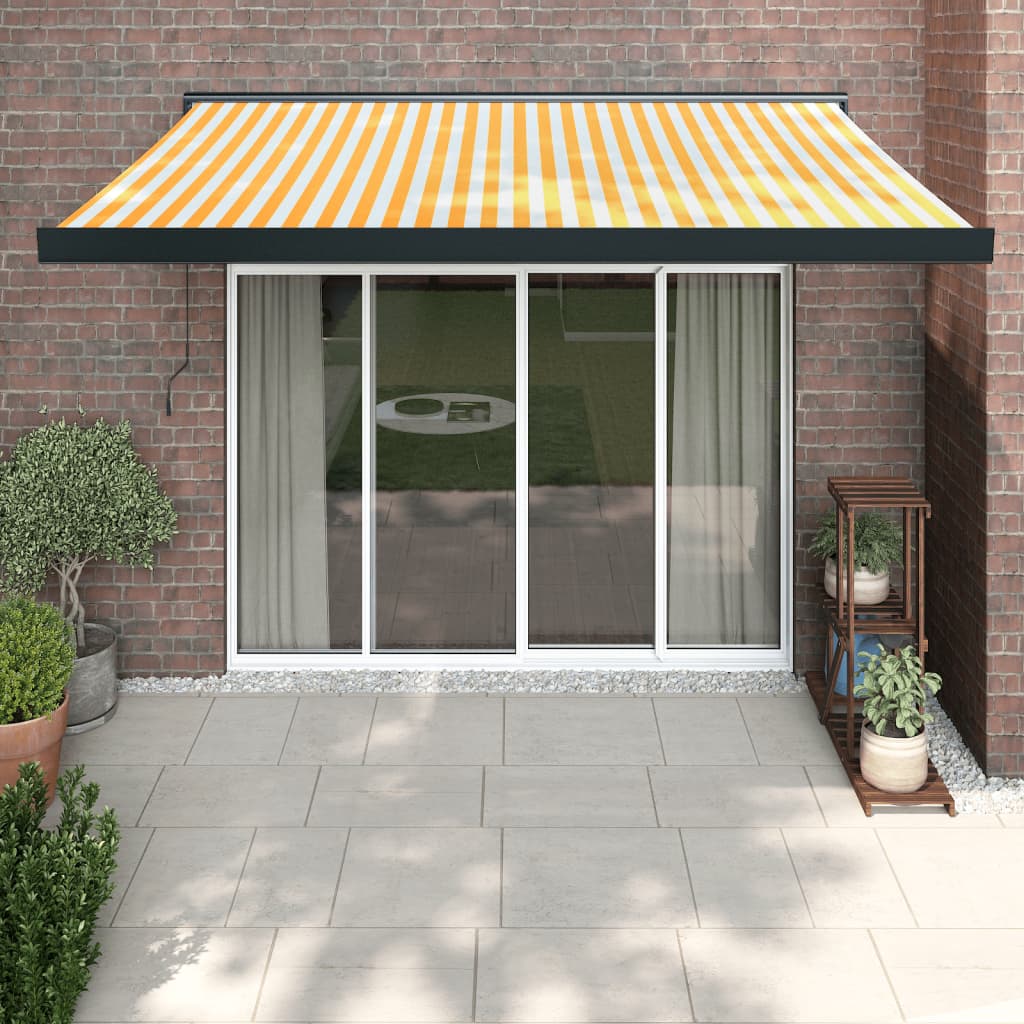 foldemarkise manuel betjening 3x2,5 m stof aluminium gul hvid