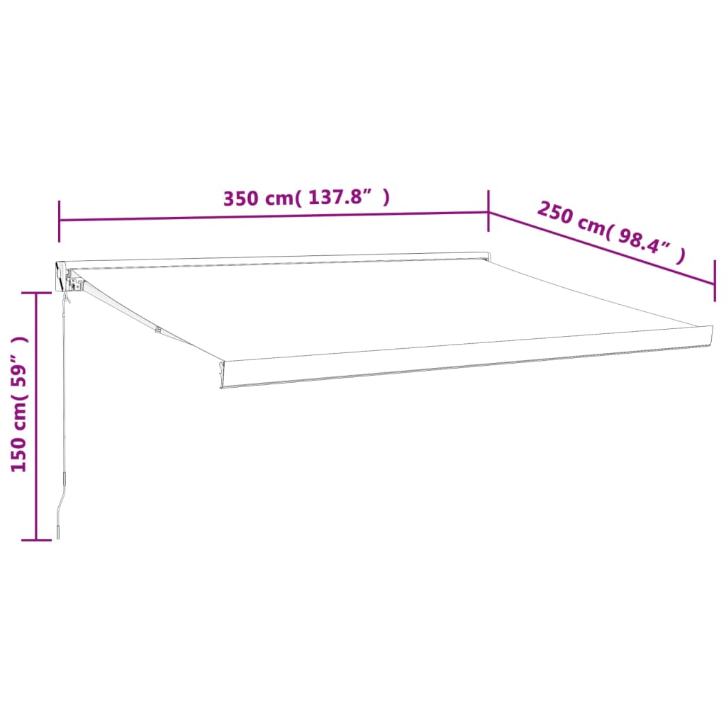 foldemarkise 3,5x2,5 m stof og aluminium antracitgrå