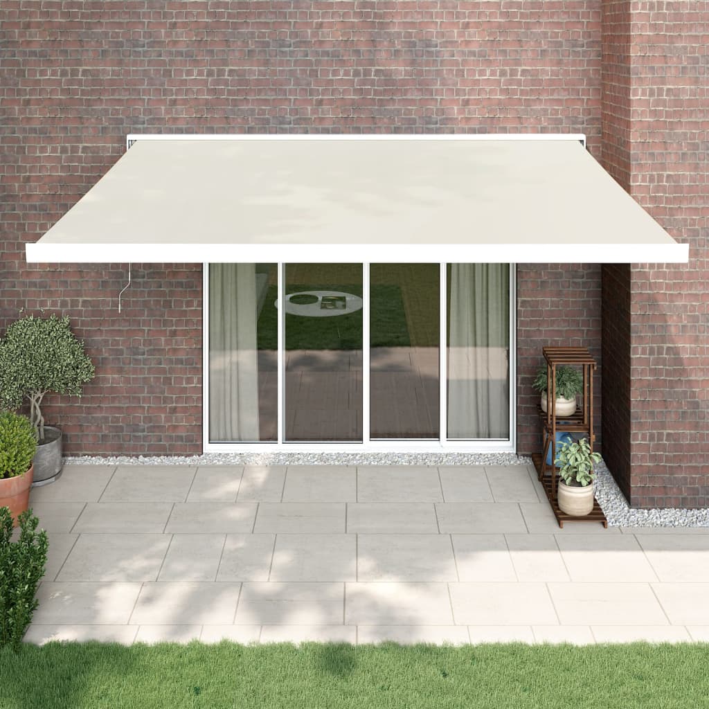 foldemarkise 4x3 m stof og aluminium cremefarvet