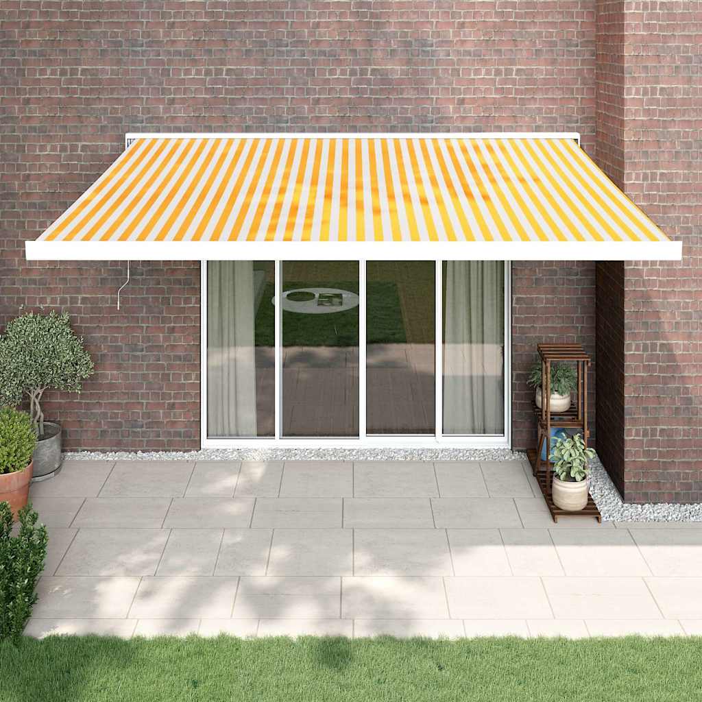 foldemarkise 4x3 m stof og aluminium gul og hvid
