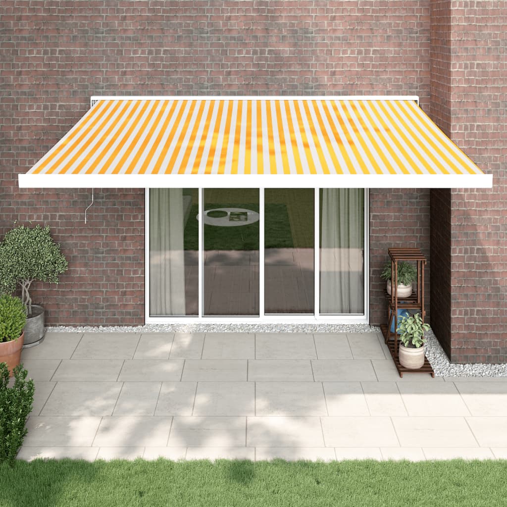 foldemarkise 4,5x3 m stof og aluminium gul og hvid