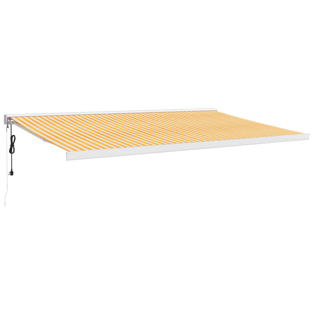 foldemarkise 5x3 m stof og aluminium gul og hvid