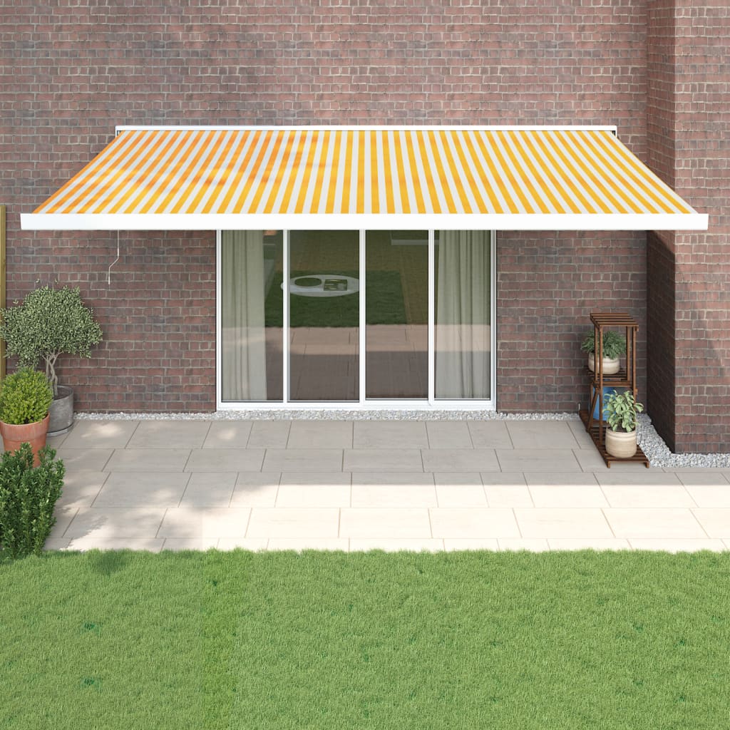 foldemarkise 5x3 m stof og aluminium gul og hvid