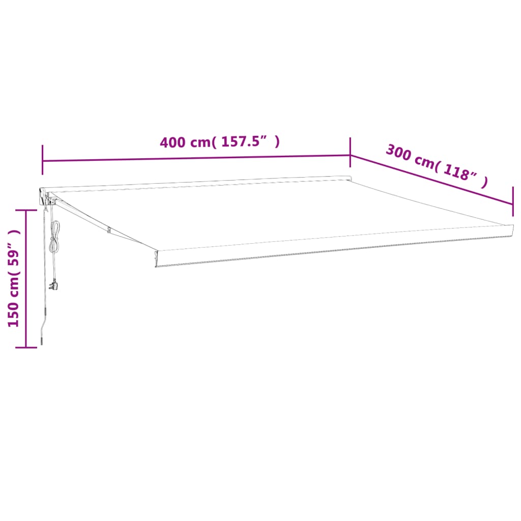 foldemarkise 4x3 m stof og aluminium antracitgrå
