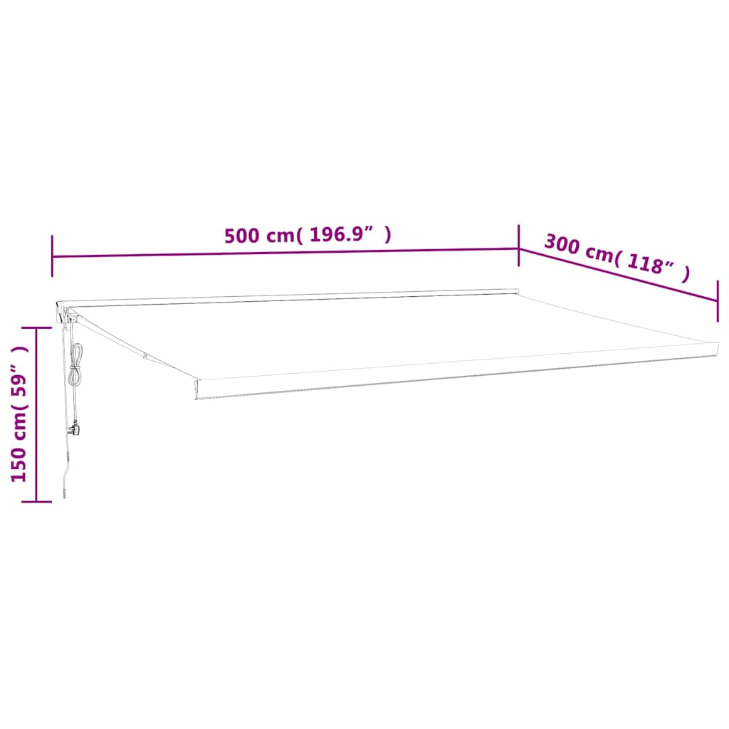 foldemarkise 5x3 m stof og aluminium gul og hvid