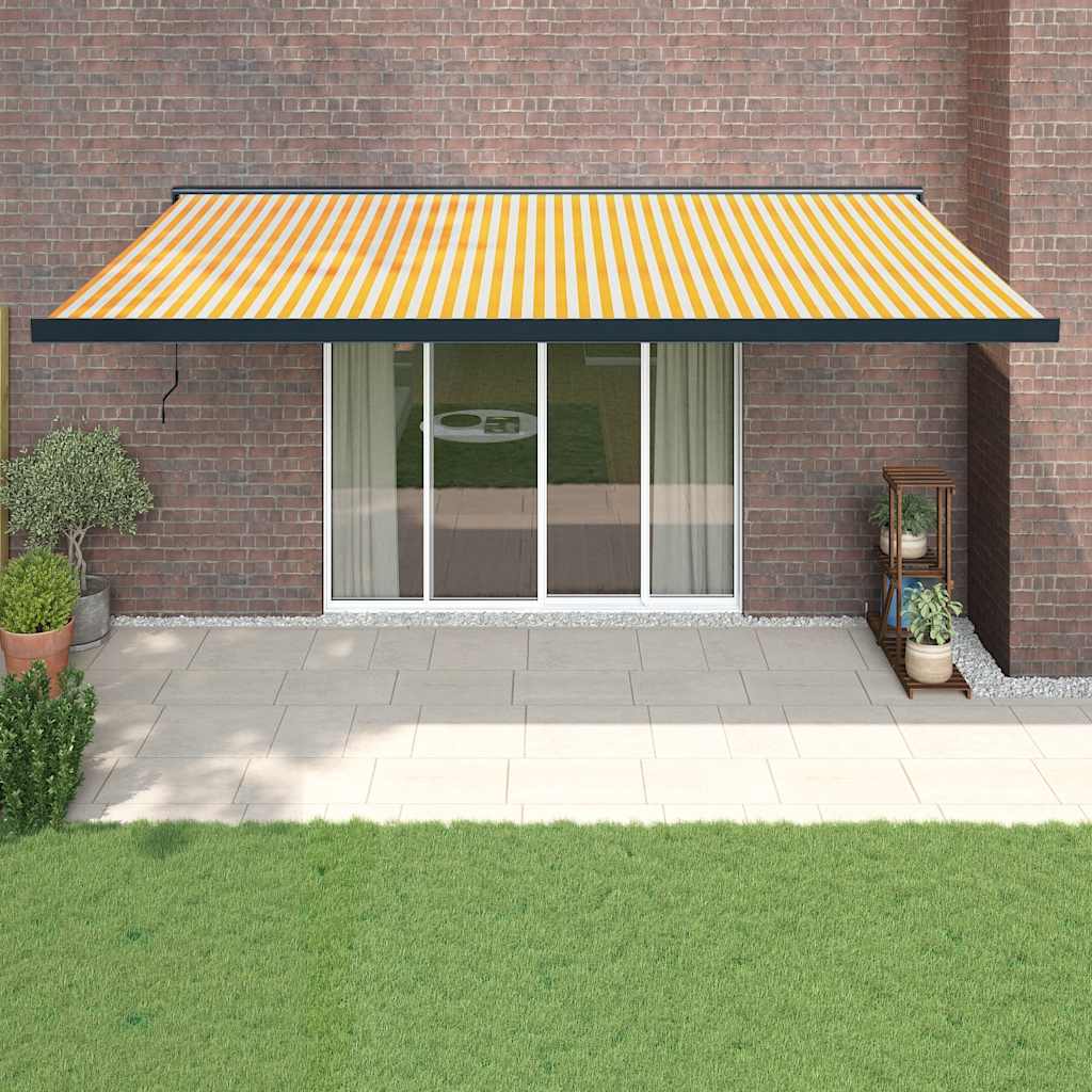 foldemarkise 5x3 m stof og aluminium gul og hvid