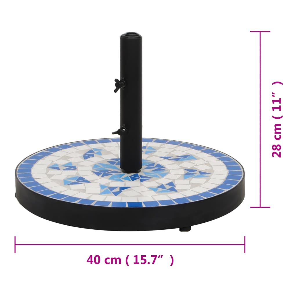 parasolfod 12 kg rund blå og hvid