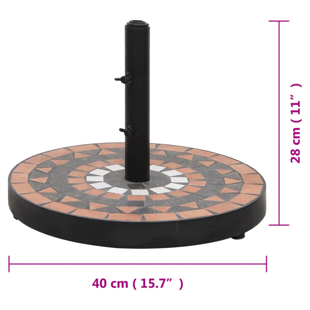 parasolfod 12 kg rund terrakotta og hvid