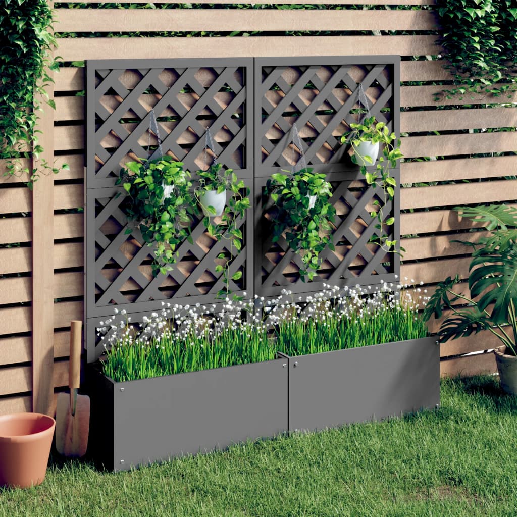 plantekasser med espalier 2 stk. 65x33x135 cm WPC grå