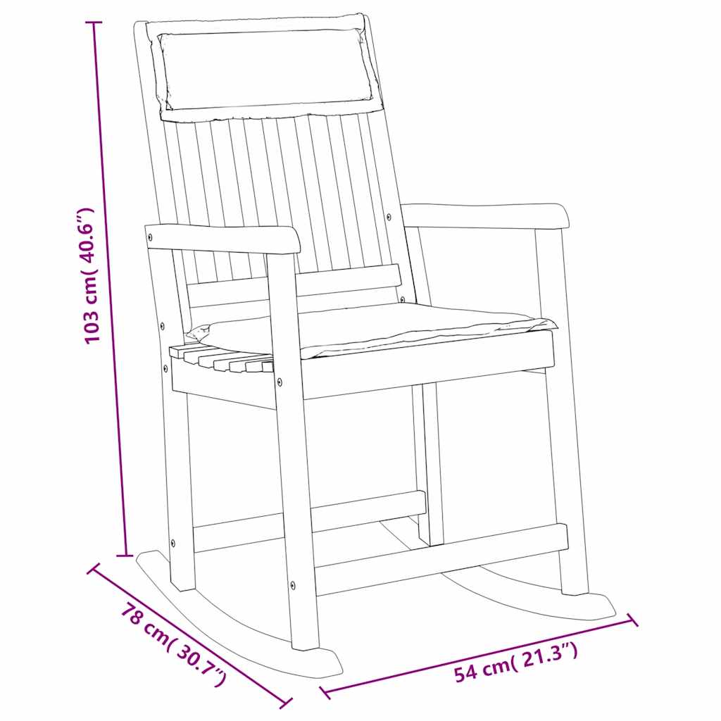 gyngestol med hynder massivt akacietræ