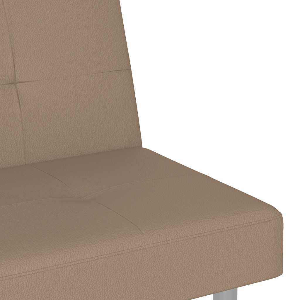 sovesofa med kopholdere kunstlæder cappuccinofarvet