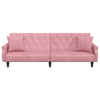 sovesofa med armlæn velour lyserød