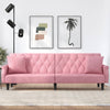 sovesofa med armlæn velour lyserød