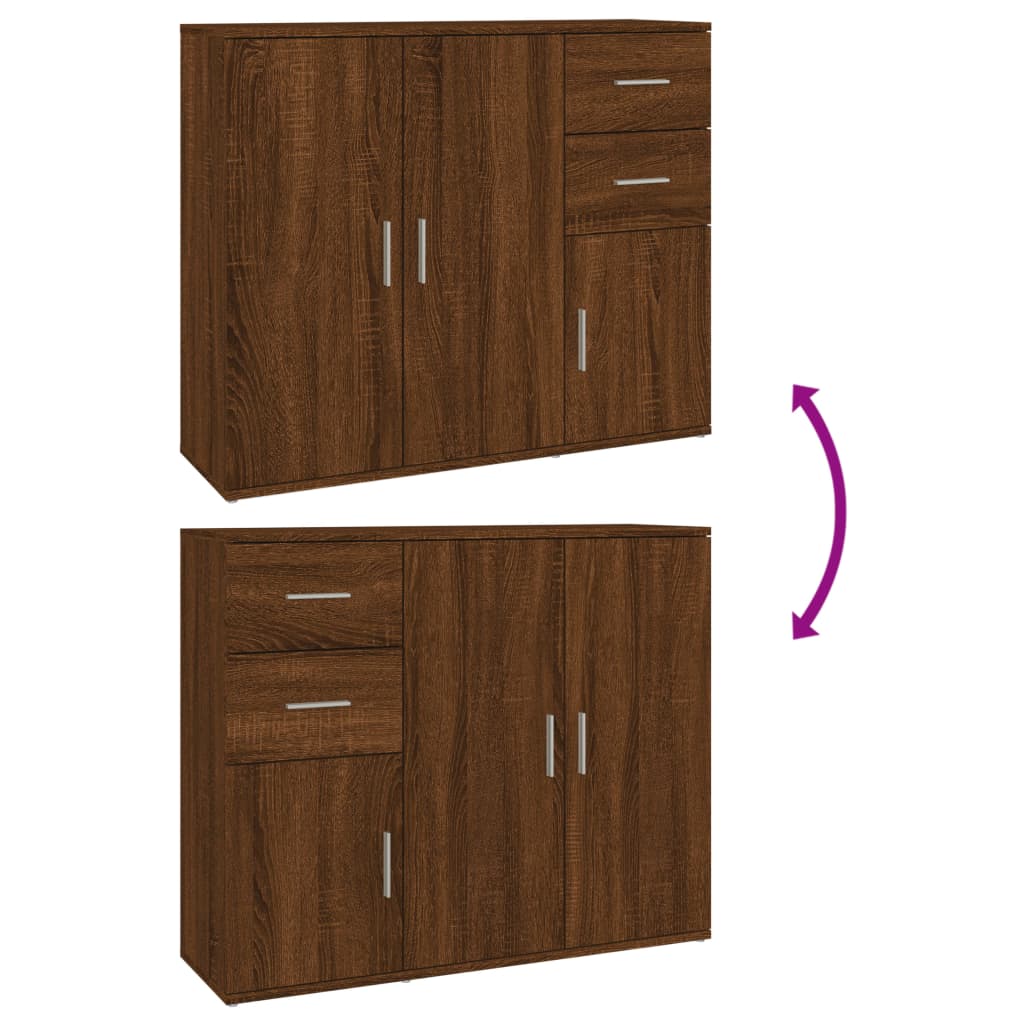 skænk 91x29,5x75 cm konstrueret træ brun egetræsfarve