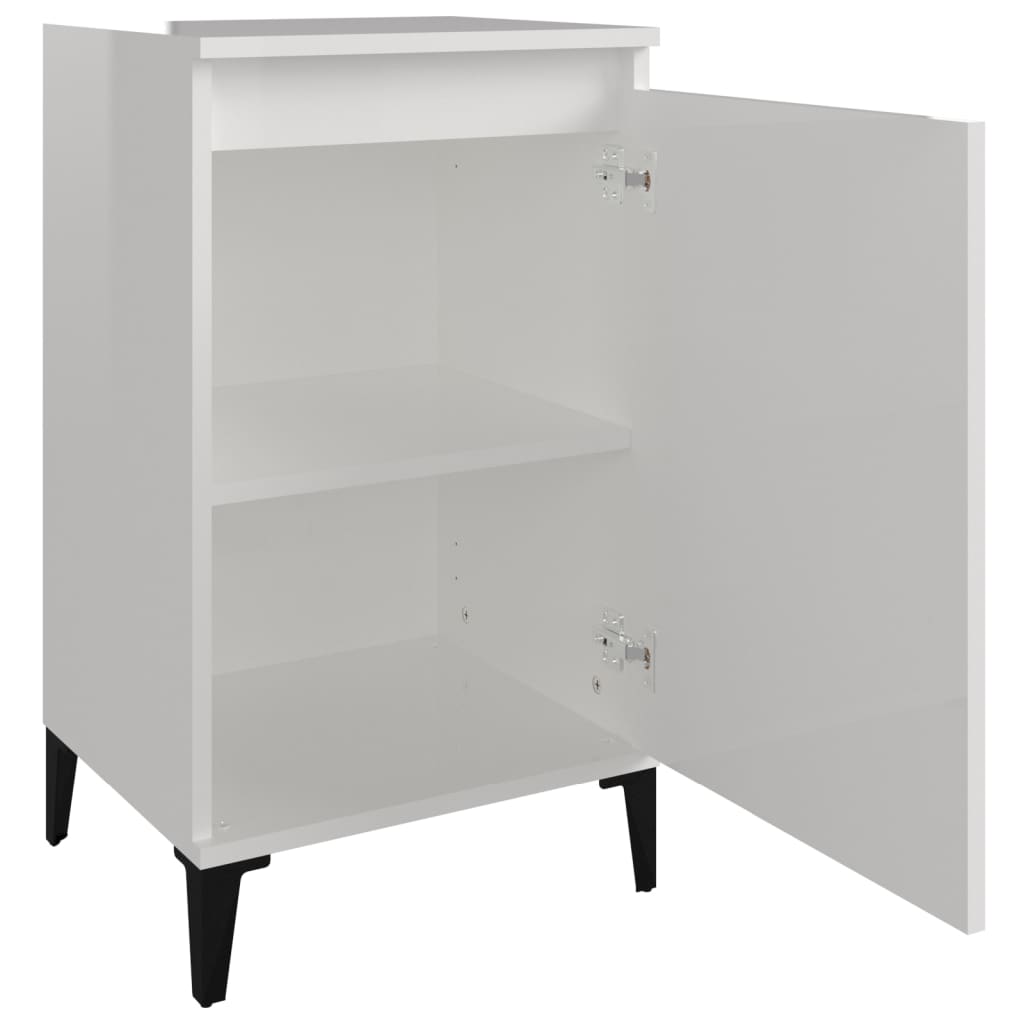 sengebord 40x35x70 cm konstrueret træ hvid højglans