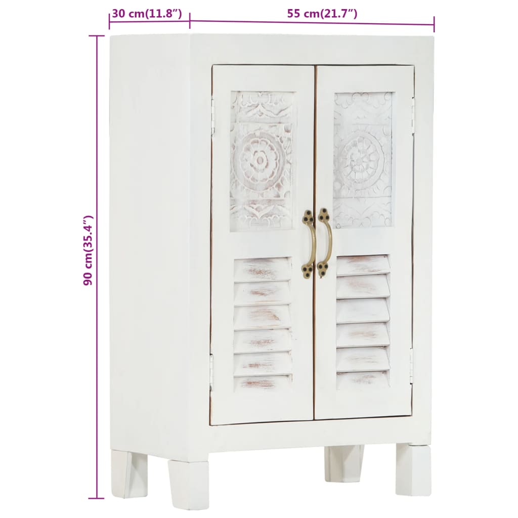 skab 55x30x90 cm massivt akacietræ hvid