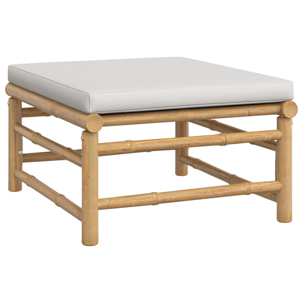 loungesæt til haven 11 dele med lysegrå hynder bambus