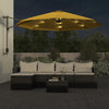 væghængt parasol med LED-lys 290 cm gul