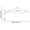 væghængt parasol med LED-lys 290 cm gul