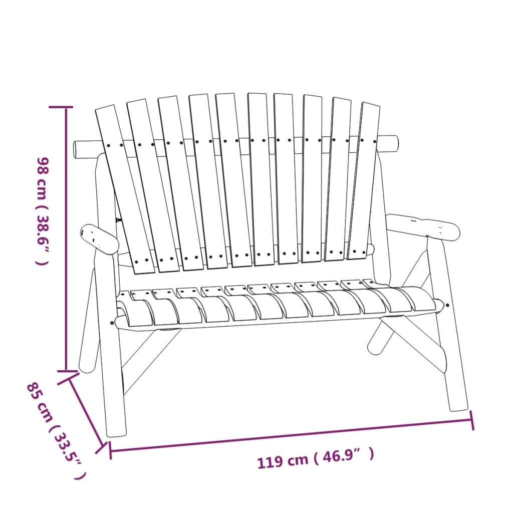 2-personers havebænk 119x85x98 cm massivt grantræ