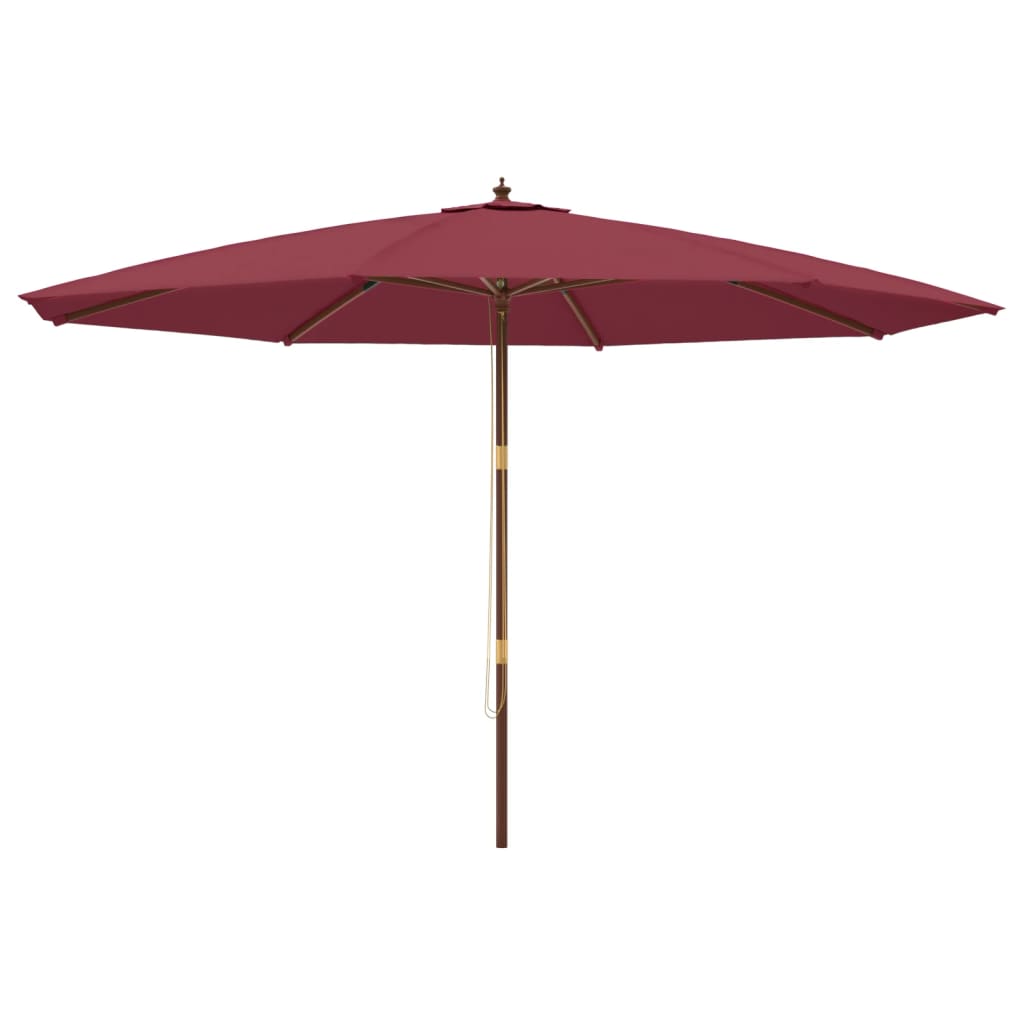 haveparasol med træstang 400x273 cm bordeauxfarvet