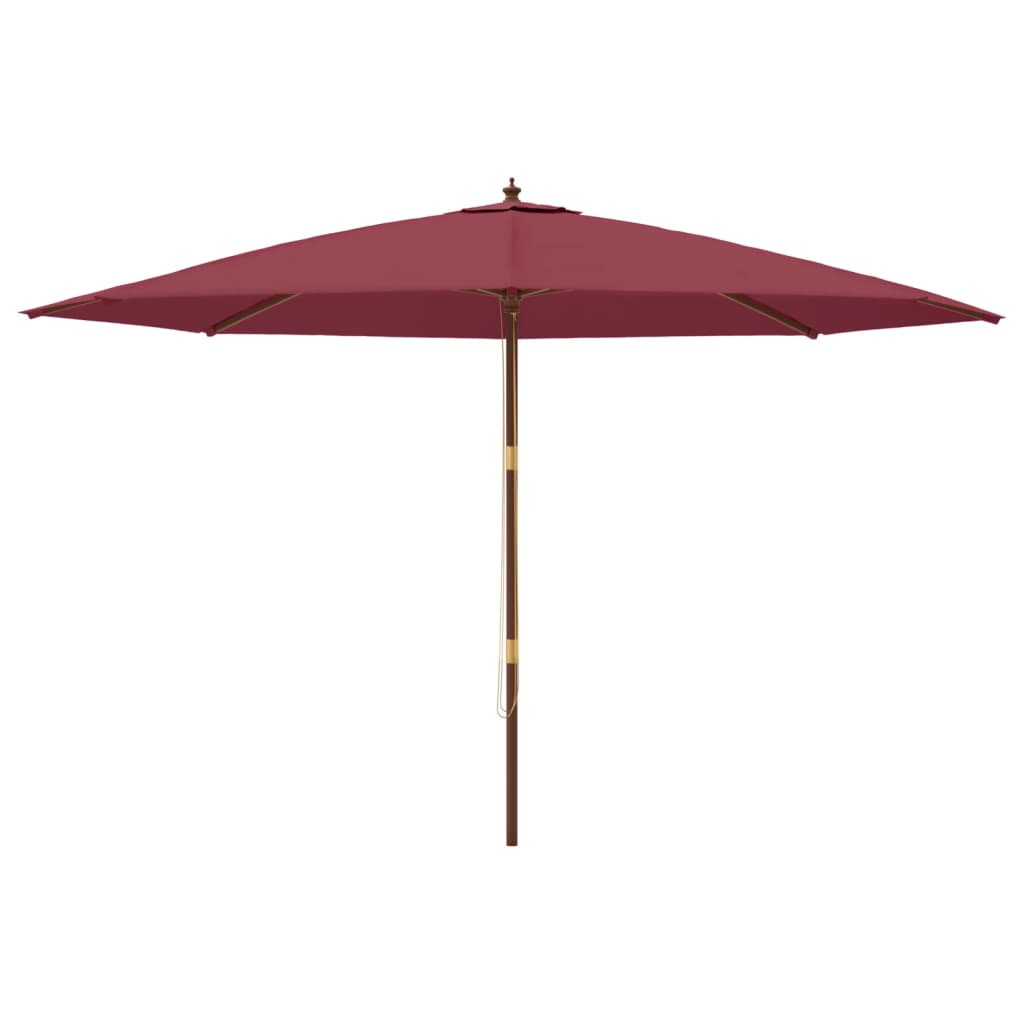 haveparasol med træstang 400x273 cm bordeauxfarvet