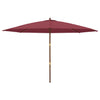 haveparasol med træstang 400x273 cm bordeauxfarvet
