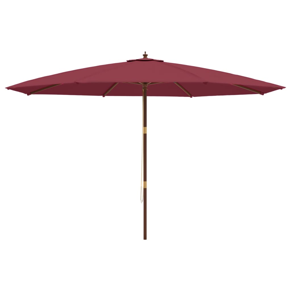 haveparasol med træstang 400x273 cm bordeauxfarvet