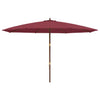 haveparasol med træstang 400x273 cm bordeauxfarvet