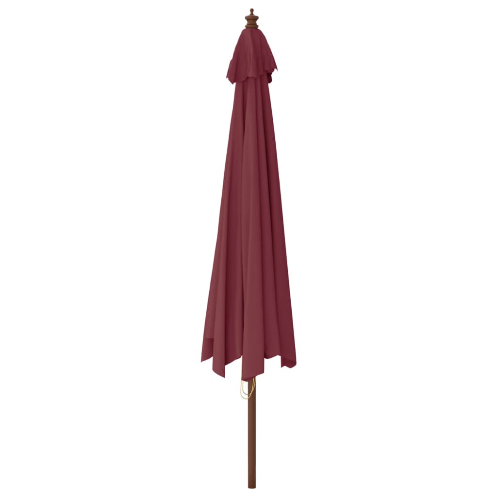 haveparasol med træstang 400x273 cm bordeauxfarvet