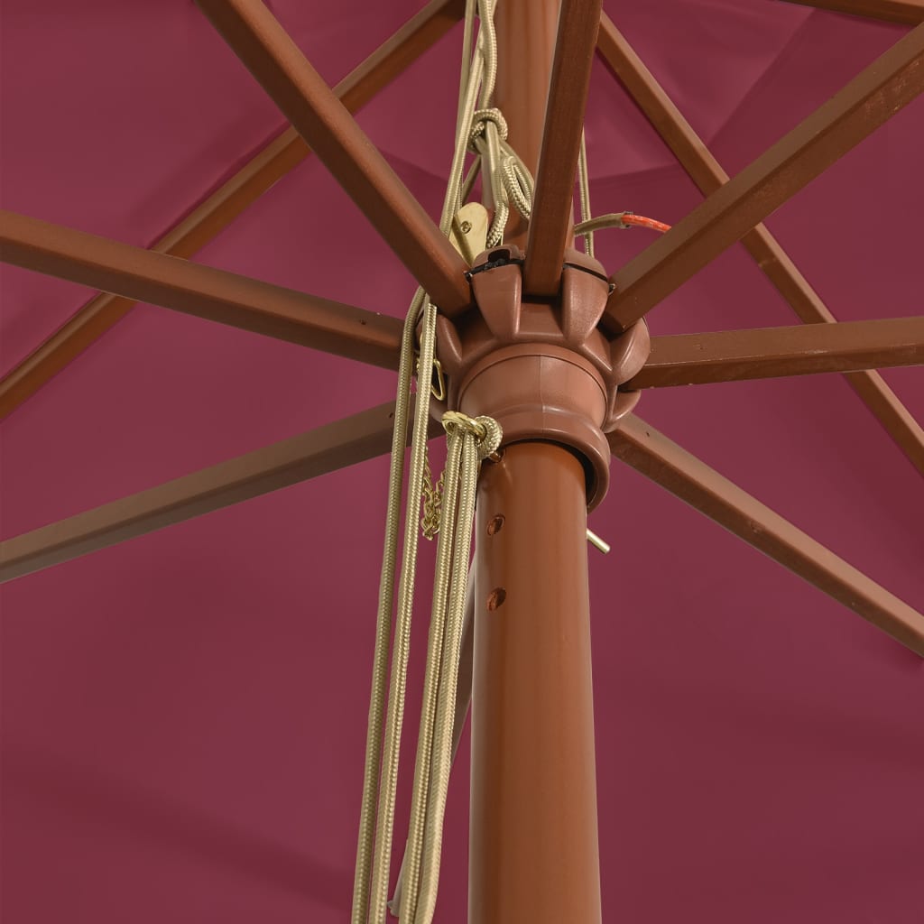 haveparasol med træstang 400x273 cm bordeauxfarvet