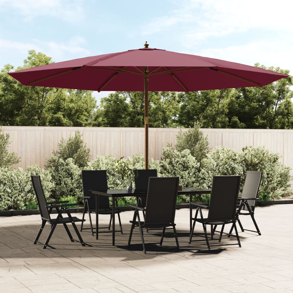 haveparasol med træstang 400x273 cm bordeauxfarvet